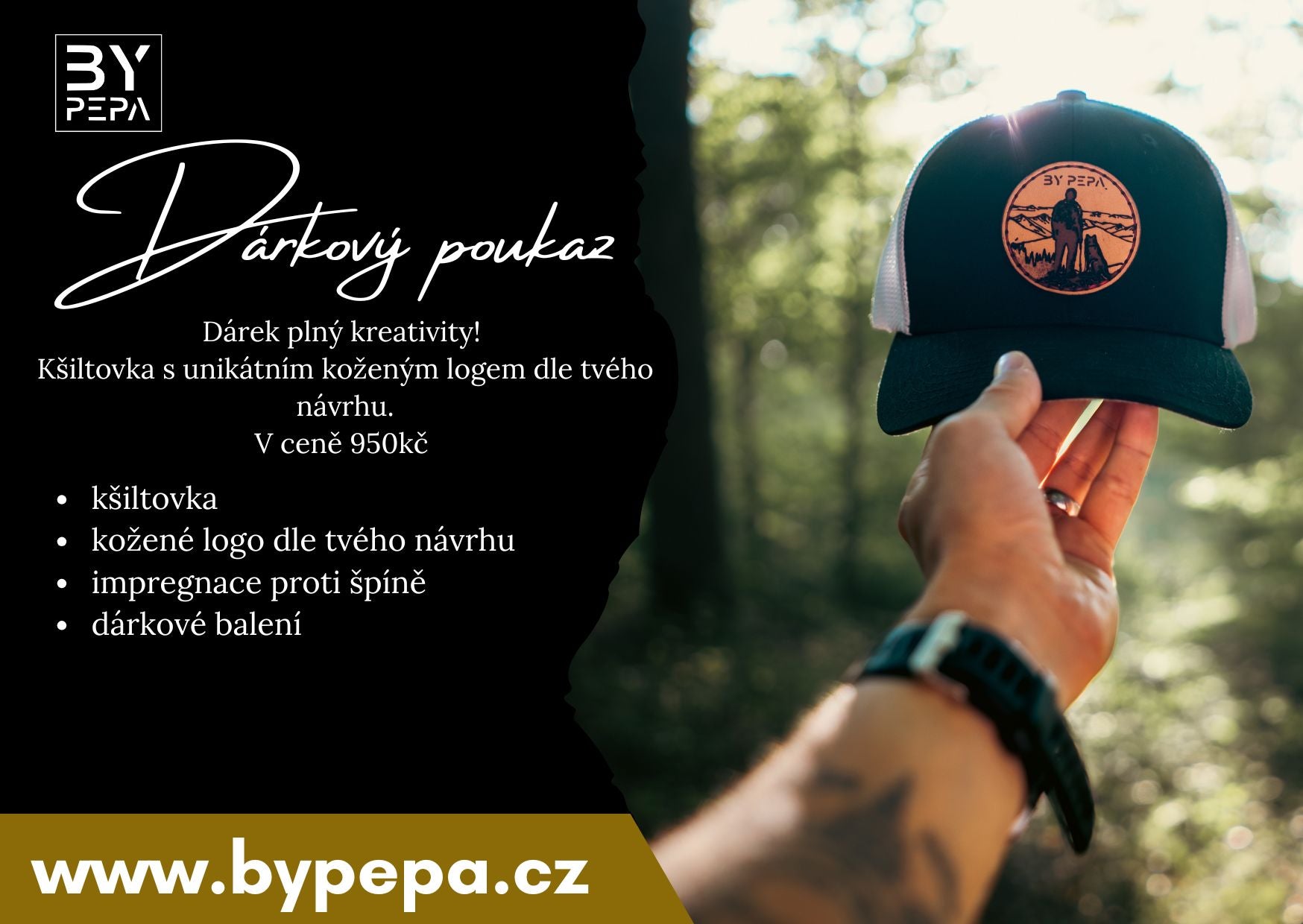 Elektronická dárková poukázka 🎁 Unikátní kšiltovka s vlastním logem 🧢✨